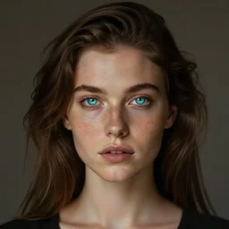 a beautiful blasian woman with heterochromia and freckles