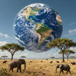 ancient earth, temperate savannah, living environment of giant creatures