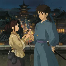 xianxia, city at night, in the style of studio ghibli, j. c. leyendecker, greg rutkowski, artem