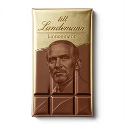 chocolate bar with a pattern of till lindemann, portrait