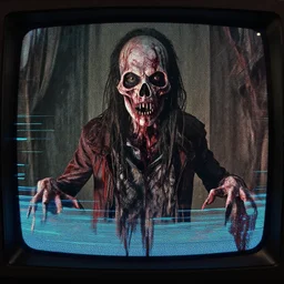 movie frame still from live action dead space, 8 k, vhs glitch, old tv, ultra wide angle, zenith view, greg rutkowski, intrincate, highly detailed, ilm, oscar winning photography, grain, dramatic lighting, greg nicotero, horrifying movie, nightmare fuel, horror movie