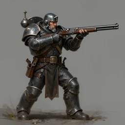 concept art of a ww 1 heavily armored dwarven soldier firing a heavy double barreled shotgun in the style of high fantasy art trending on artstation deviantart pinterest detailed high resolution hd 8 k