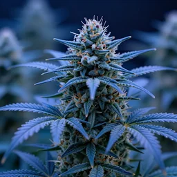 a blue bio sci fi cannabis plant, sharp focus, trending on artstation, cinematic lighting, hyper realism, octane render, 8 k, hyper detailed, vivid, ultra detailed, highly detailed