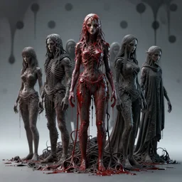 cinema 4 d highlights render, cult, sacrifice, blood souls, humanoid, spirits and souls, poltergeist, extremely detailed, insanely detailed and intricate, high detail, dripping polka dot dripping background, depth field, unreal engine, deep focus, movie still, dramatic lighting, by michal karcz and yoshitaka amano, 4 k concept art and hyper realism