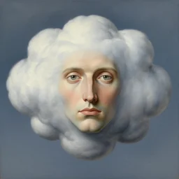 portrait of a cloud man by rene magritte, detailed painting, hd, hq, high resolution, high detail, 4 k, 8 k