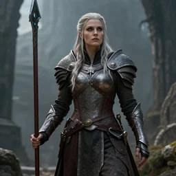 A female dwarven paladin preparing for war, Greg Rutkowski Thomas Kincade, cinematic, detailed, anticipation