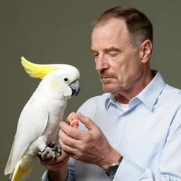 walter white petting cockatoo
