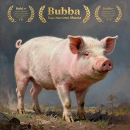 a painting of a giant flying pig, painted by bubba