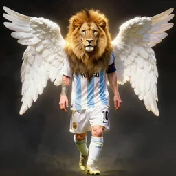 portrait lionel messi as an angel, full length shot, shining, 8 k highly detailed, sharp focus, illustration, art by artgerm, mucha, bouguereau