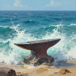 beautiful!!! digital painting of a ( ( ( anvil!!! parting the sea around a patch of sand at the bottom of the ocean ) ) ) | emphasis on ocean motion!!! beautiful lighting, epic!!!! composition, dramatic!!!! craig mullins, james jean, octane render, trending on artstation, deviantart, studio level quality, hyperdetailed