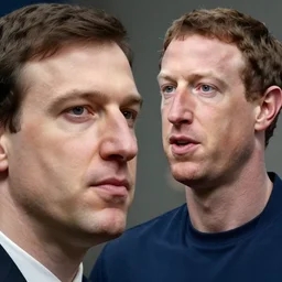 ernest khalimov and mark zuckerberg hybrid, incredibly huge and long square chin, soft light, realism, maximum detail, high quality, good style study, depth of field, focus,