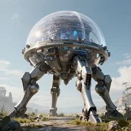 arcology oasis transparent dome mecha legs. unreal engine, octane, raytrace. horizon zero dawn, hawken 3 8 4 0 x 2 1 6 0