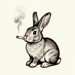 rabbit smoking a cigarette stencil tattoo
