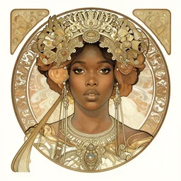 black african princess, symmetric, intricate, highly detailed, concept art, sharp focus, illustration, alphonse mucha, rutkowski, artgerm