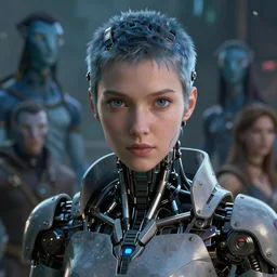 stunning, ultra detailed, i robot, cyberpunk fantasy, perfect eyes and face, biomechanical cybernetic body, deep field, final fantasy, mass effect, dune, hyperion, avatar, artifacts, soft lighting, tom bagshaw, michael cheval, natalie shau,