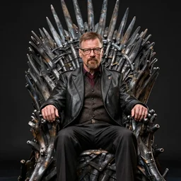“ very very intricate photorealistic photo of a walter white on the iron throne, detailed studio lighting, award - winning crisp details ”