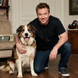 Joe Rogan with a dog