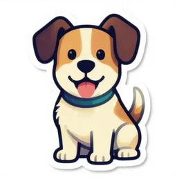 happy dog, 7 6 retro futurist illustration art by butcher billy, sticker, colorful, illustration, highly detailed, simple, smooth and clean vector curves, no jagged lines, vector art, smooth andy warhol style