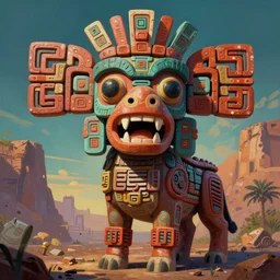 3d animal totem aztek tribal deepdream comic book style painting