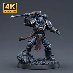 8 0 mm resin detailed miniature of a warhammer 4 0 k ninja warrior doing a spin move, product introduction photos, 4 k, full body,