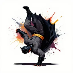 vector art of batman breakdancing, splatter paint