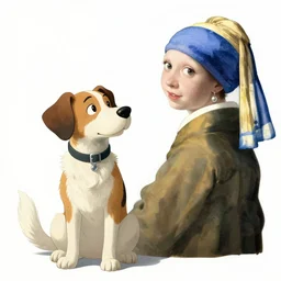 dog by moebius and atey ghailan by james gurney by vermeer by George Stubbs in the of style anime bright