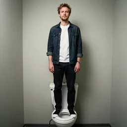 ludwig ahgren standing on a toilet, portrait, 4 k trending on artstation