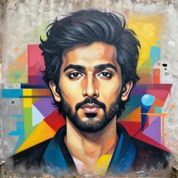 symmetry!! portrait of rahul kohli, by sachin teng, organic, cables, matte painting, geometric shapes, hard edges! graffiti, street art