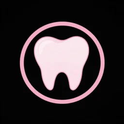 a pink vector logo of dental clinic, designed, illustration, black color background