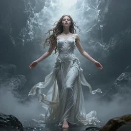 stunning human goddess rising from the void
