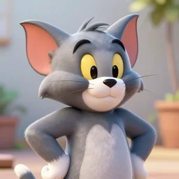 hyper realistic Cat like Tom in Tom and Jerry, 4K portrait, character concept art, render in Octane, cgsociety, 4K post-processing highly detailed, Pixar cinematography style, bright day light