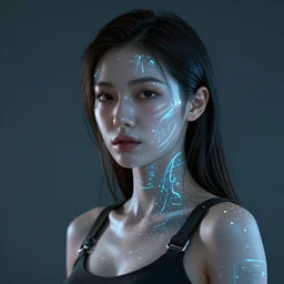 futuristic girl, portrait, Cyberpunk, glowing skin, extremely detailed, sharp focus, model