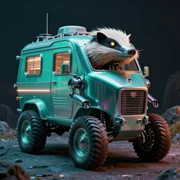 adventurer ( ( ( ( ( 1 9 5 0 s retro future robot android badger wagon rv offroad robot. neon colors. ) ) ) ) ) by jean baptiste monge!!!!!!!!!!!!!!!!!!!!!!!!! chrome teal