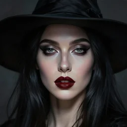 hyper realistic, portrait, close - up, make up, dark witch, painting by tom bagshae, smooth, sharp focus