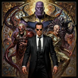 the platonic ideal of watchmen of cletus kasady ultimate carnage thanos dementor doctor manhattan chtulu nazgul, detailed, intricate, hyperrealism, intense, scary, decay, dmt, art by brock hofer and artgerm and greg rutkowski and alphonse mucha