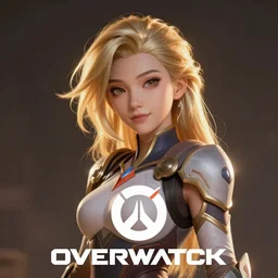 d. va from overwatch as a cartoon character logo,