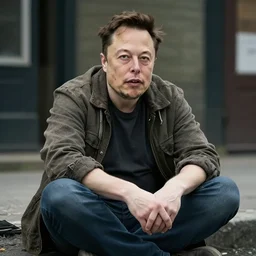 elon musk as a homeless man, 4 k ultra high detailed