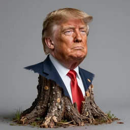 donald trump is fused into a tree stump, hyperdetailed, artstation, cgsociety, 8 k