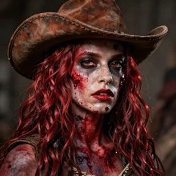 hyper realistic photo portrait redneck zombie woman cinematic, artstation