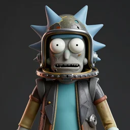 rick and morty fused with a lovecraft space zombie wearing a damaged helmet, photo, portrait, 3d, high details, intricate details, by vincent di fate, artgerm julie bell beeple, 90s, Smooth gradients, octane render, 8k, High contrast, duo tone, depth of field, very coherent symmetrical artwork