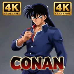 A photo of a real-life Conan Edogawa , Studio Lighting, High Detail, 4K, Title-Shift, Hyperrealism