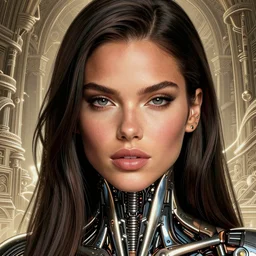 the face of beautiful, grand, soft, polished, enticing cyborg adriana lima made of scree | an ultrafine hyperrealistic illustration by artgerm and mucha and beeple : : intricate linework, final fantasy, unreal 5, octane render, global illumination, radiant light, intricate environment
