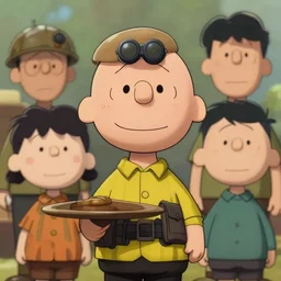 beautiful portrait of charlie brown serving on d - day during world war 2. character design by disney, charlie bowater, ross tran, artgerm, and makoto shinkai, detailed, soft lighting, rendered in octane