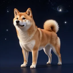 digital concept art painting a space Shiba in the stars 4K UHD image, unreal engine