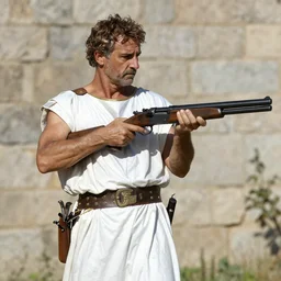 diogen of synope holding a shotgun