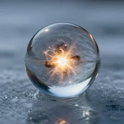 Supernove in glass sphere on ice surface