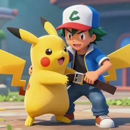 ash ketchum abusing and beating pikachu with a belt, high quality, hyperdetailed, hyperrealistic, anime style, 4 k hd, ray tracing, rtx