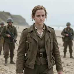 a photo of emma watson in the battle at normandy beach