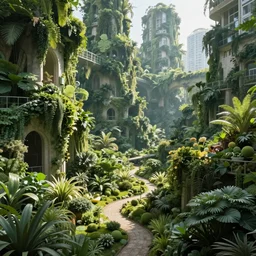 biophilic design, utopian, urban green, futurist, simplified