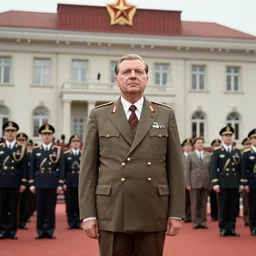60s movie still of Josip Broz Tito in a ceremony in a stalinist style palace, by Irving Penn , cinestill 800t 35mm eastmancolor, heavy grainy picture, very detailed, high quality, 4k, HD criterion, precise texture